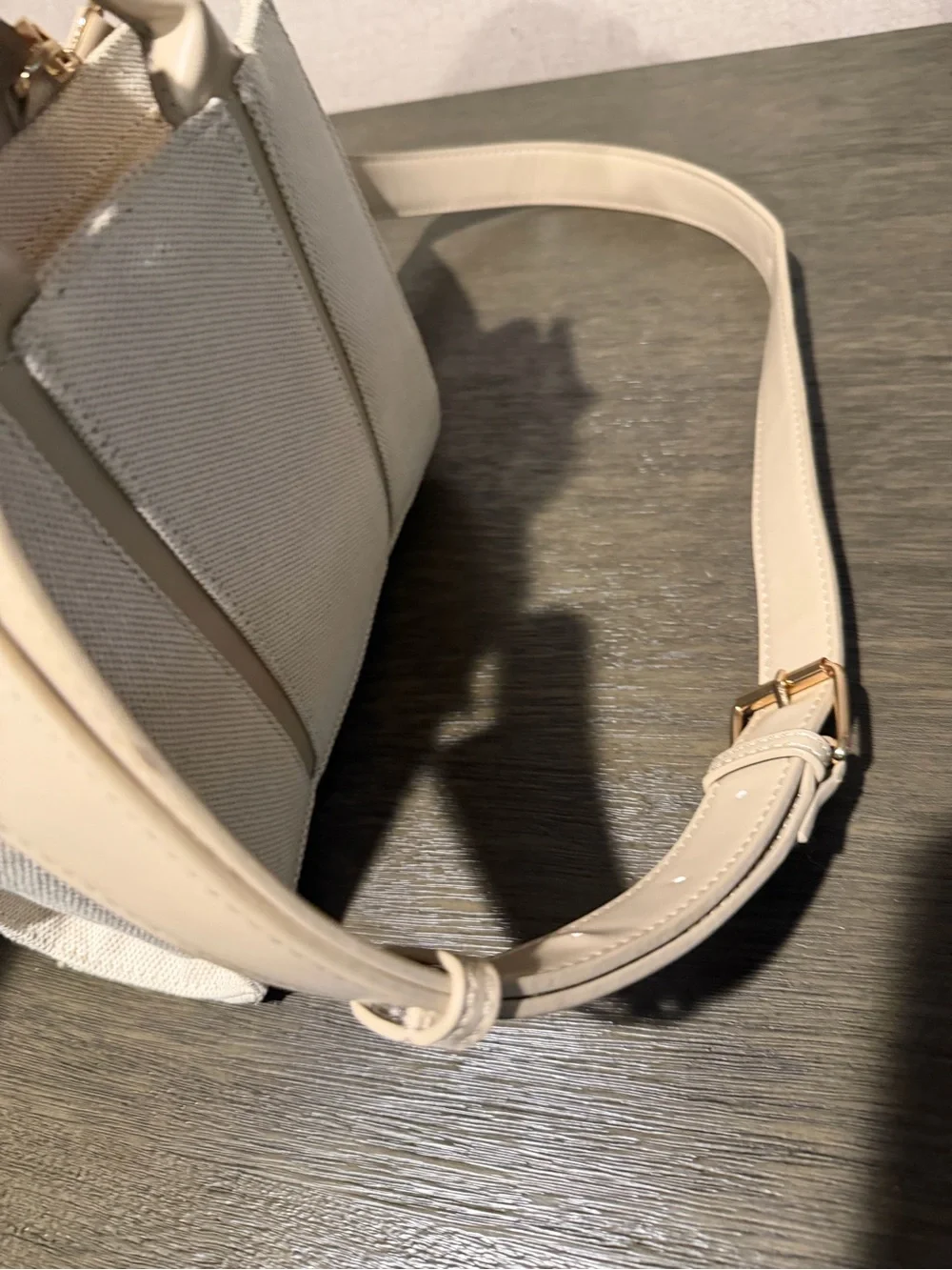 Miztique Cream Canvas & Beige Trim Satchel with Detachable Strap